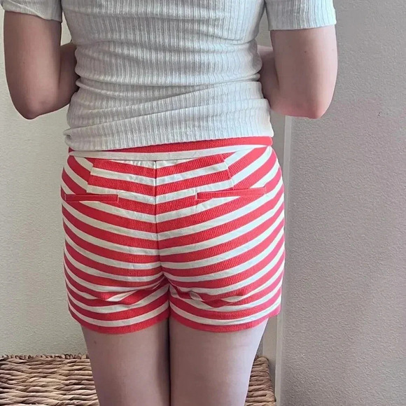 J. Crew Womens Orange White Striped Retro Shorts 00 27 Coastal Vacation Pin Up - Picture 4 of 11